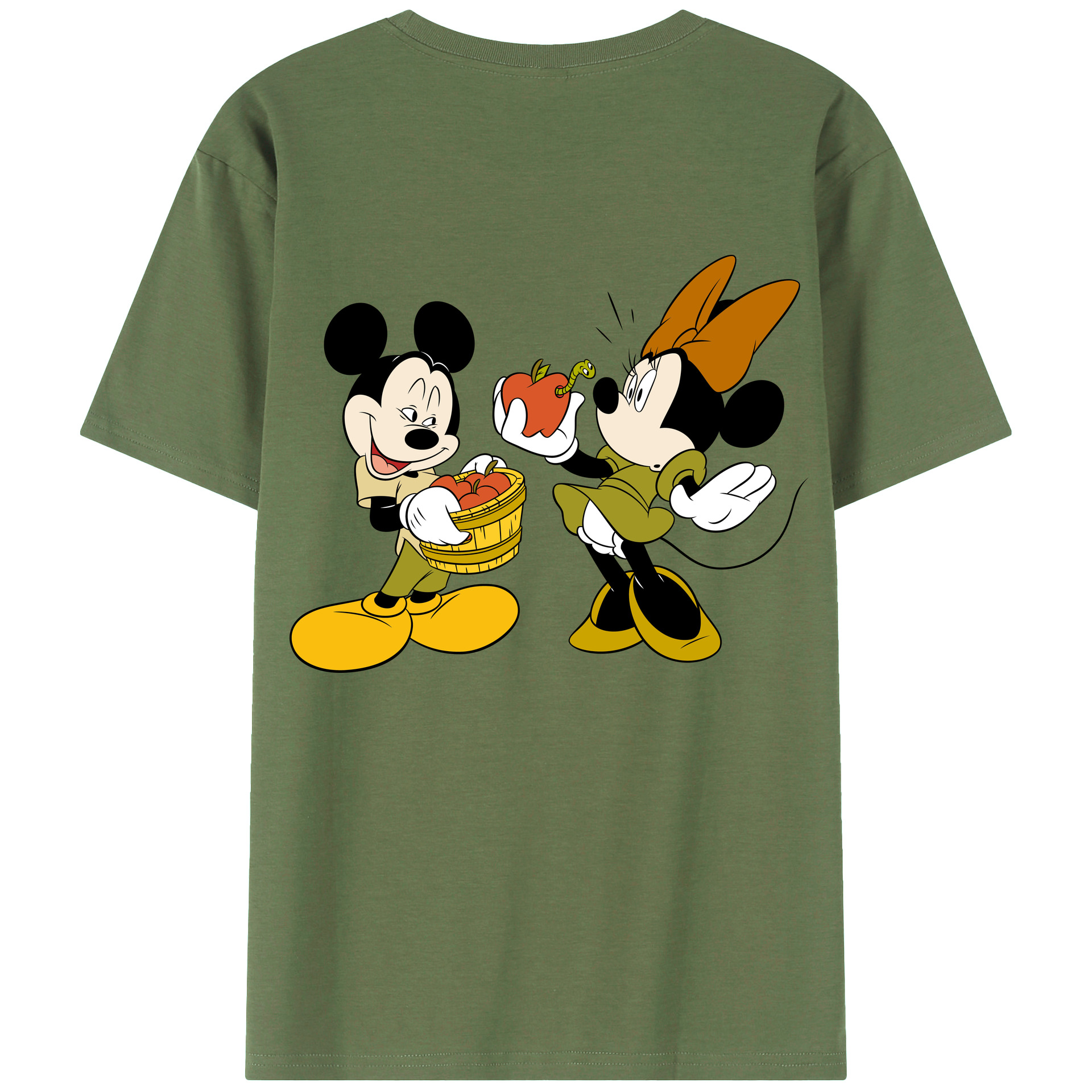 ミッキーマウス Mickey Mouse 綿100％ メンズ半袖Tシャツ（バックプリント） 通気性